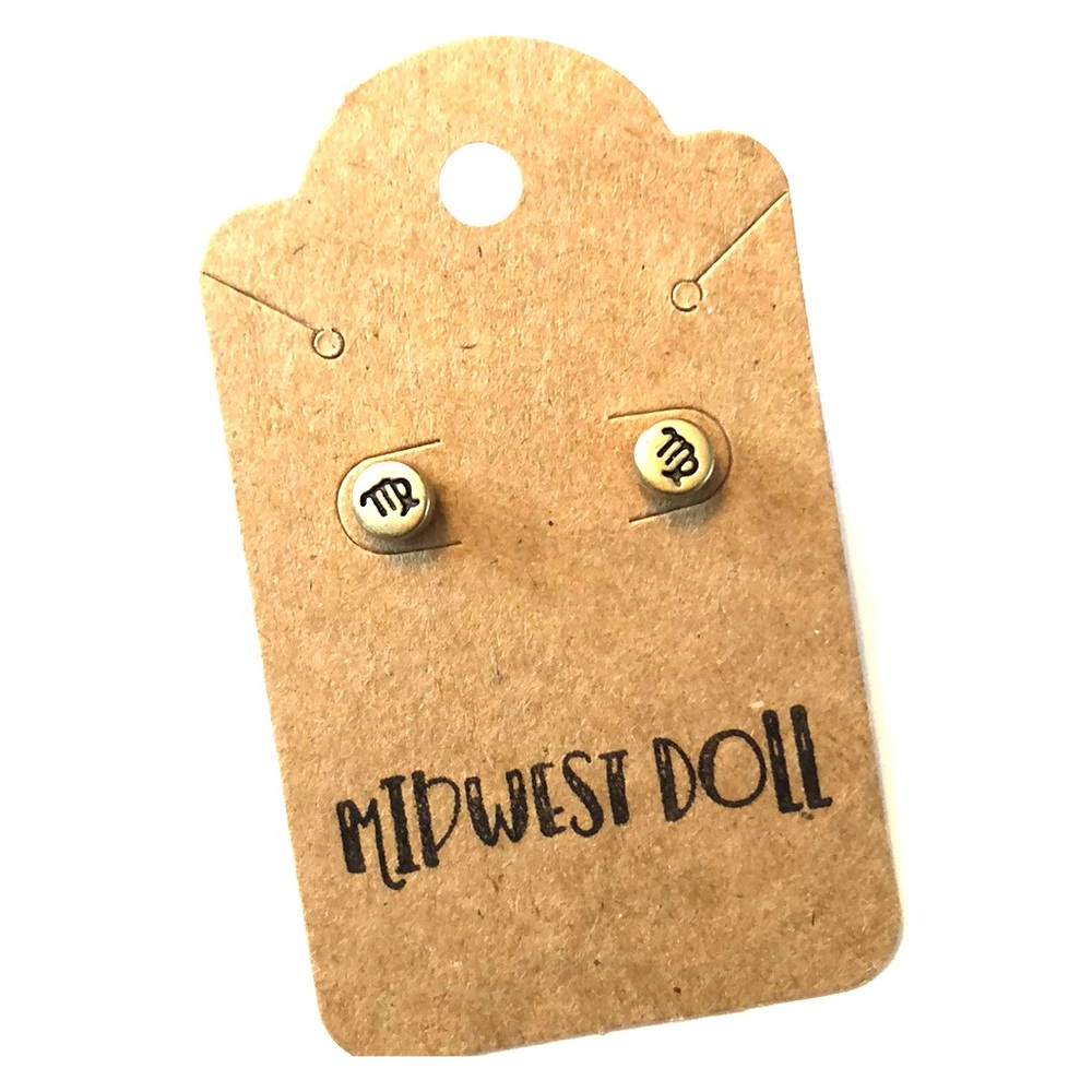 Virgo Gold Stud Earrings Unique Gift Idea ZODIAC